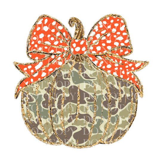 Camo Glitter Coquette Pumpkin