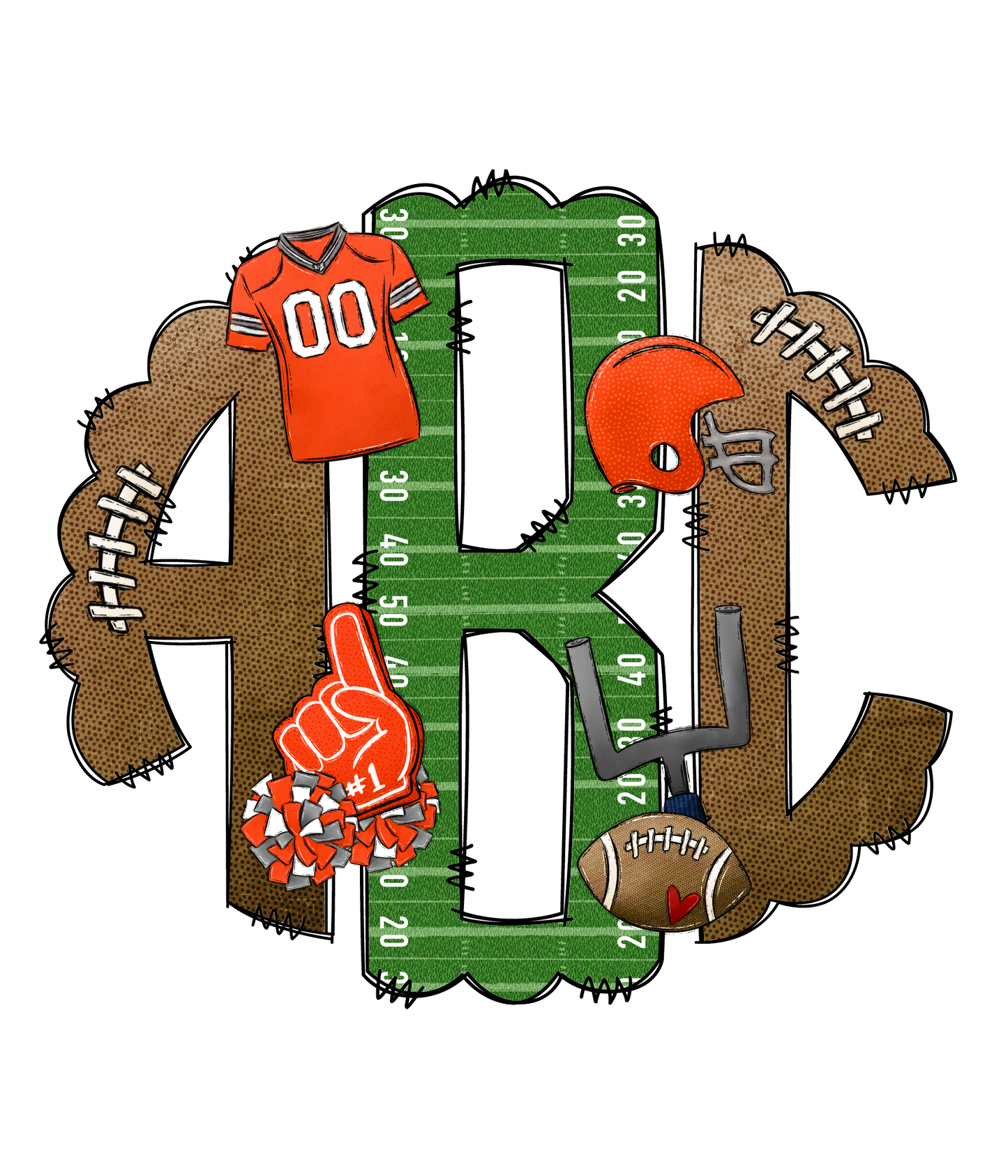 Orange Jersey Football Monograms