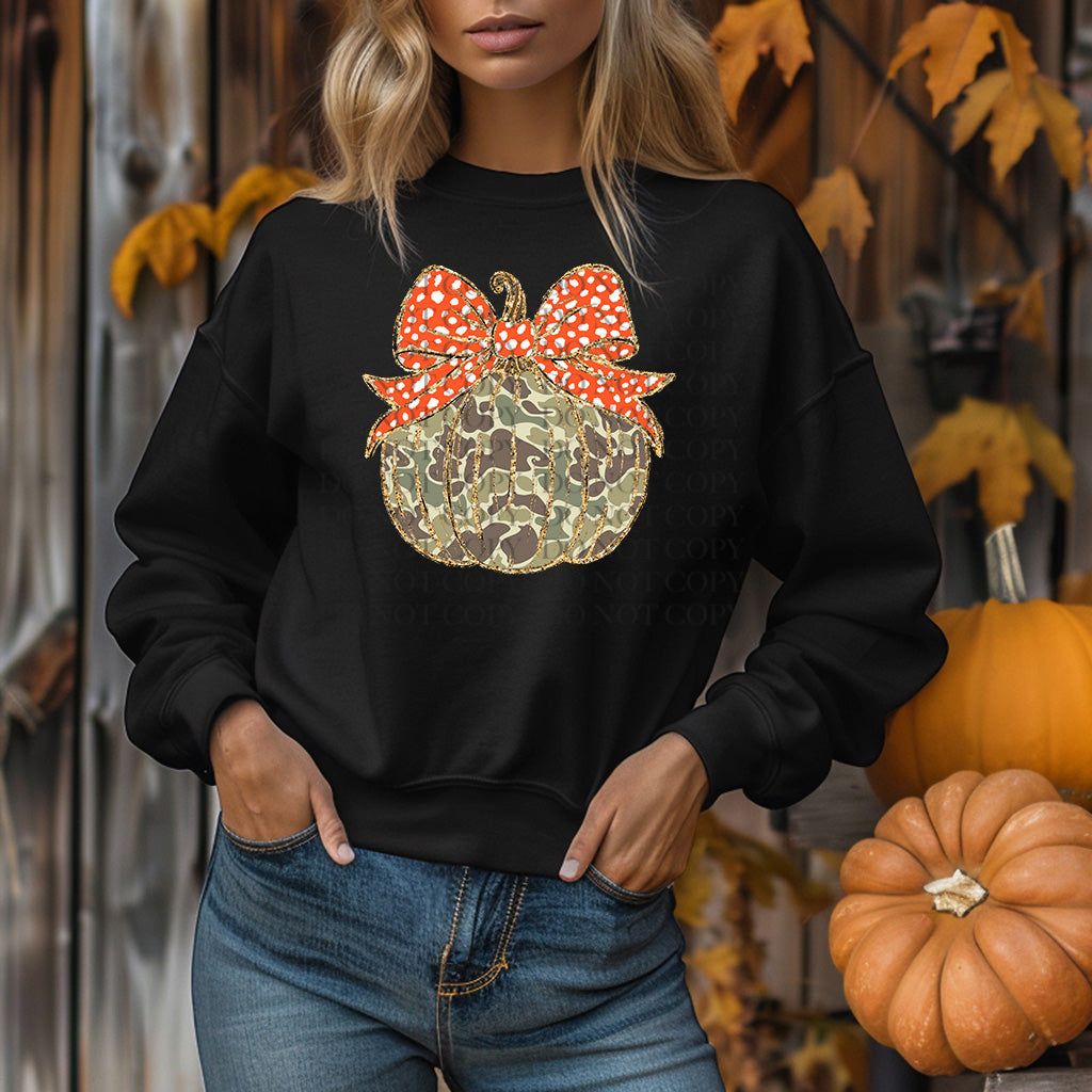 Camo Glitter Coquette Pumpkin