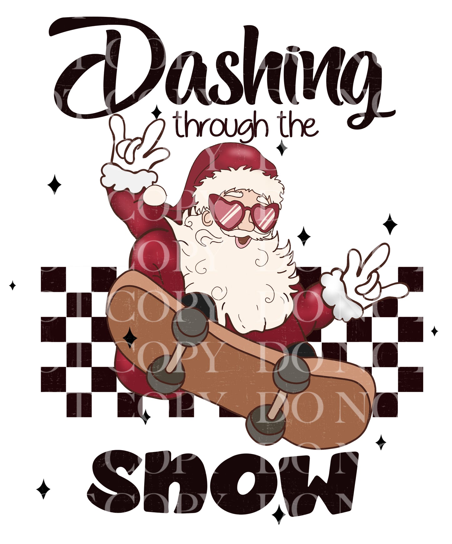 Dashing Through The Snow Skateboard Santa