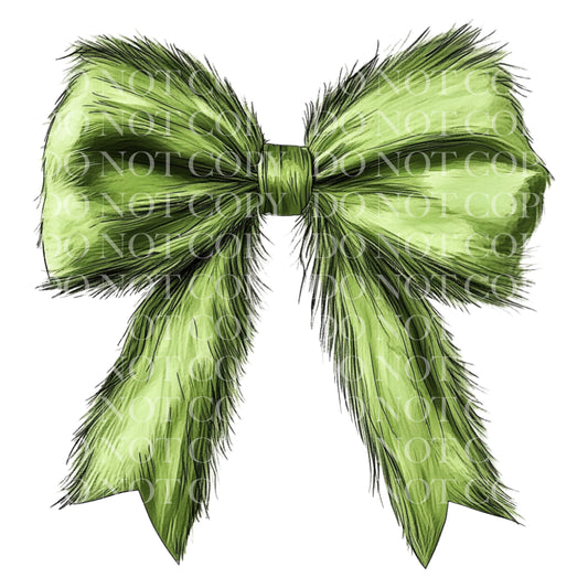 Green Fur Coquette Bow