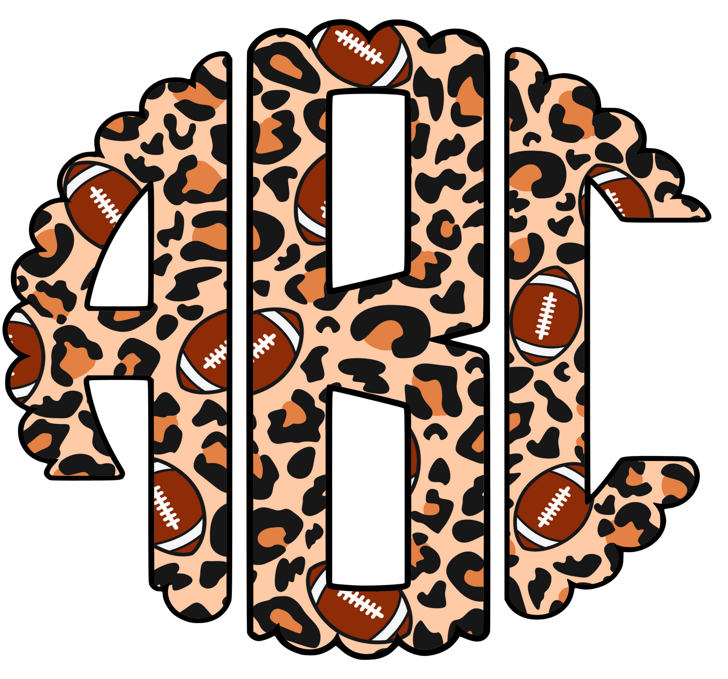 Leopard Print Football Monograms