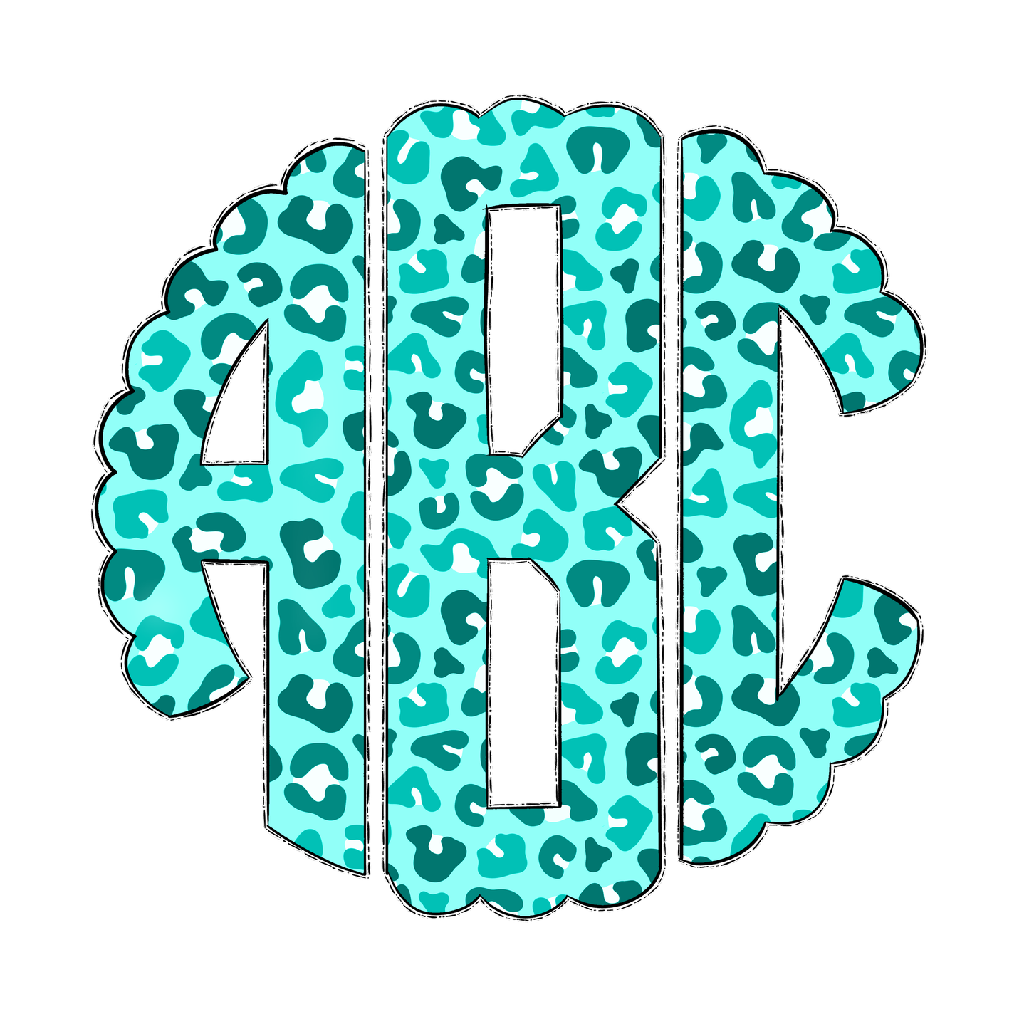 Teal Leopard Print Monograms