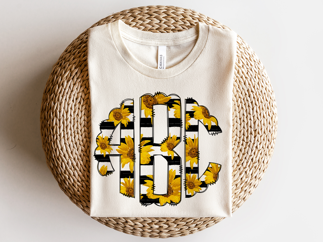 Sunflowers Striped Monograms