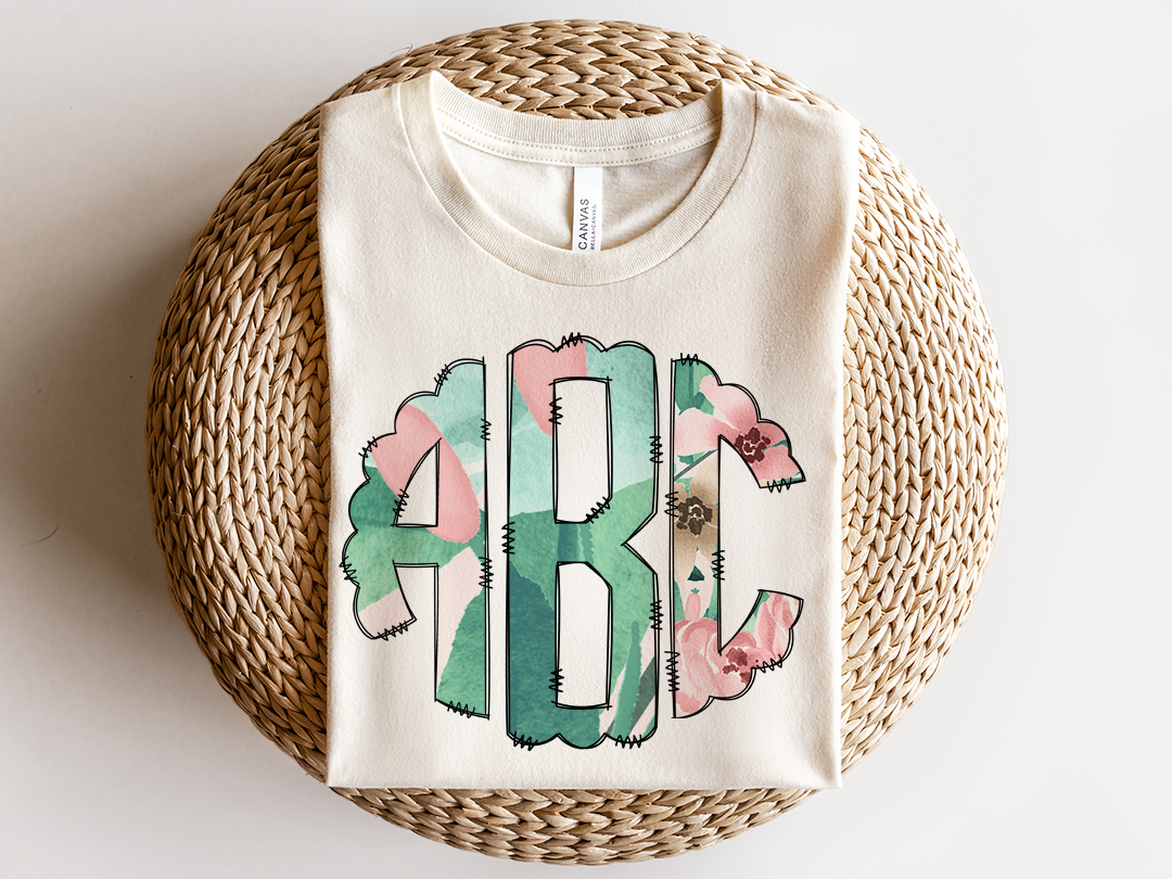 Pink Floral Monograms