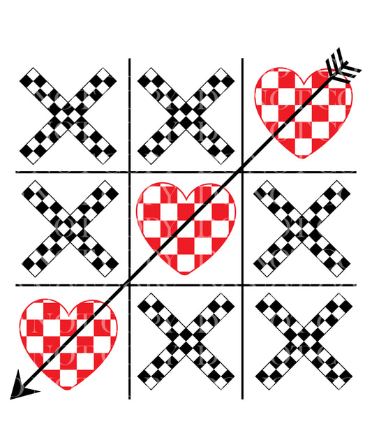 Checkered Tic Tac Toe Valentines Day DTF Transfer