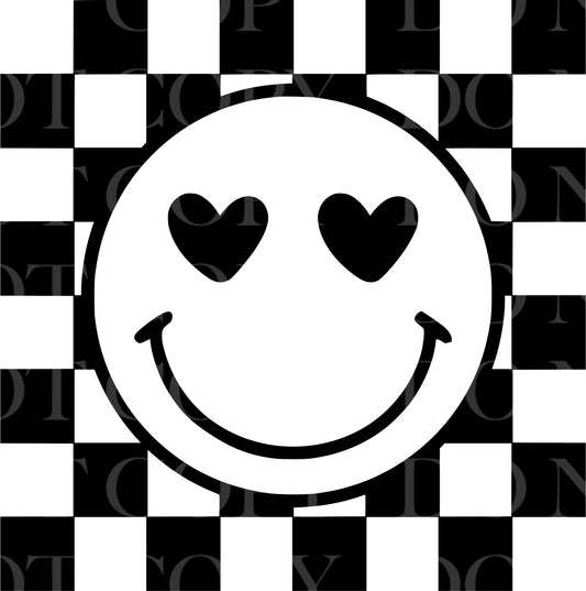 Black Checkered Smiley Valentines Day DTF Transfer