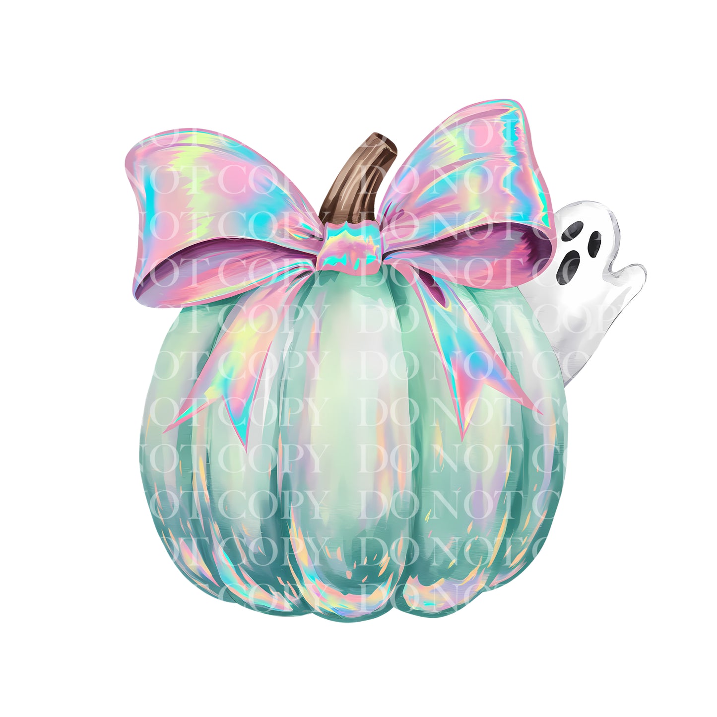 Coquette Iridescent Pumpkin Peeking Ghost