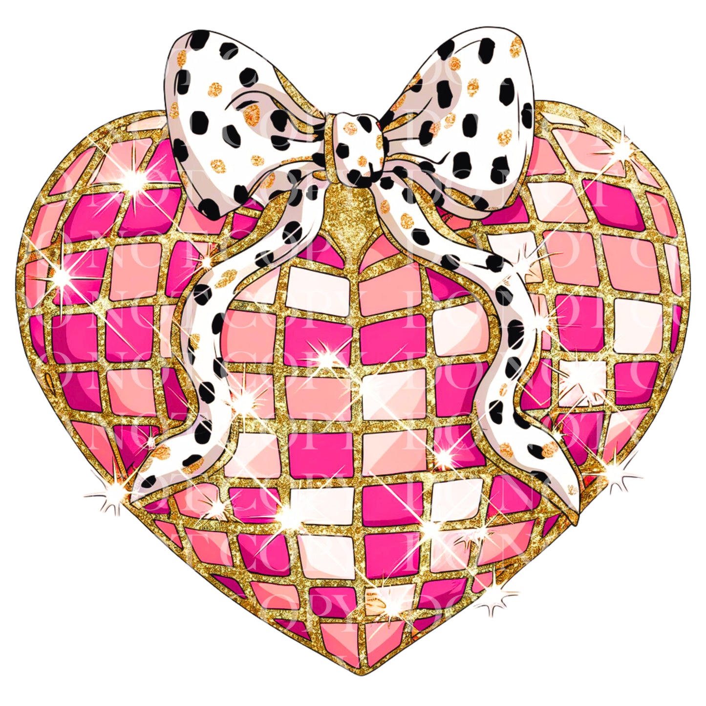 Disco Heart Coquette Bow Valentines Day DTF Transfer