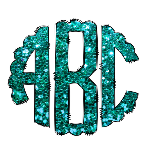 Teal Faux Glitter Monograms