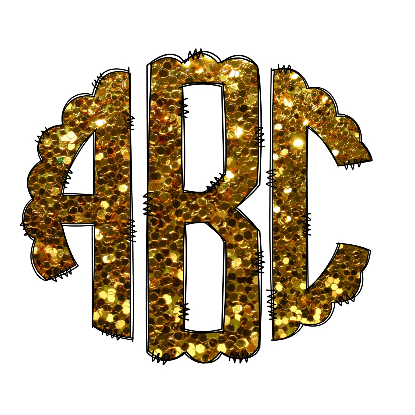 Gold Faux Glitter Monograms