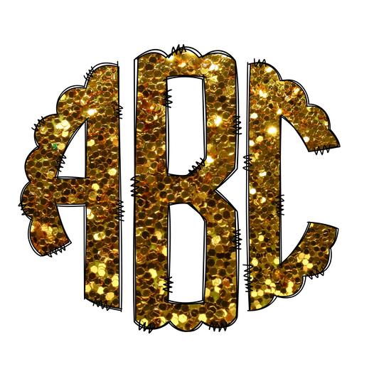 Gold Faux Glitter Monograms