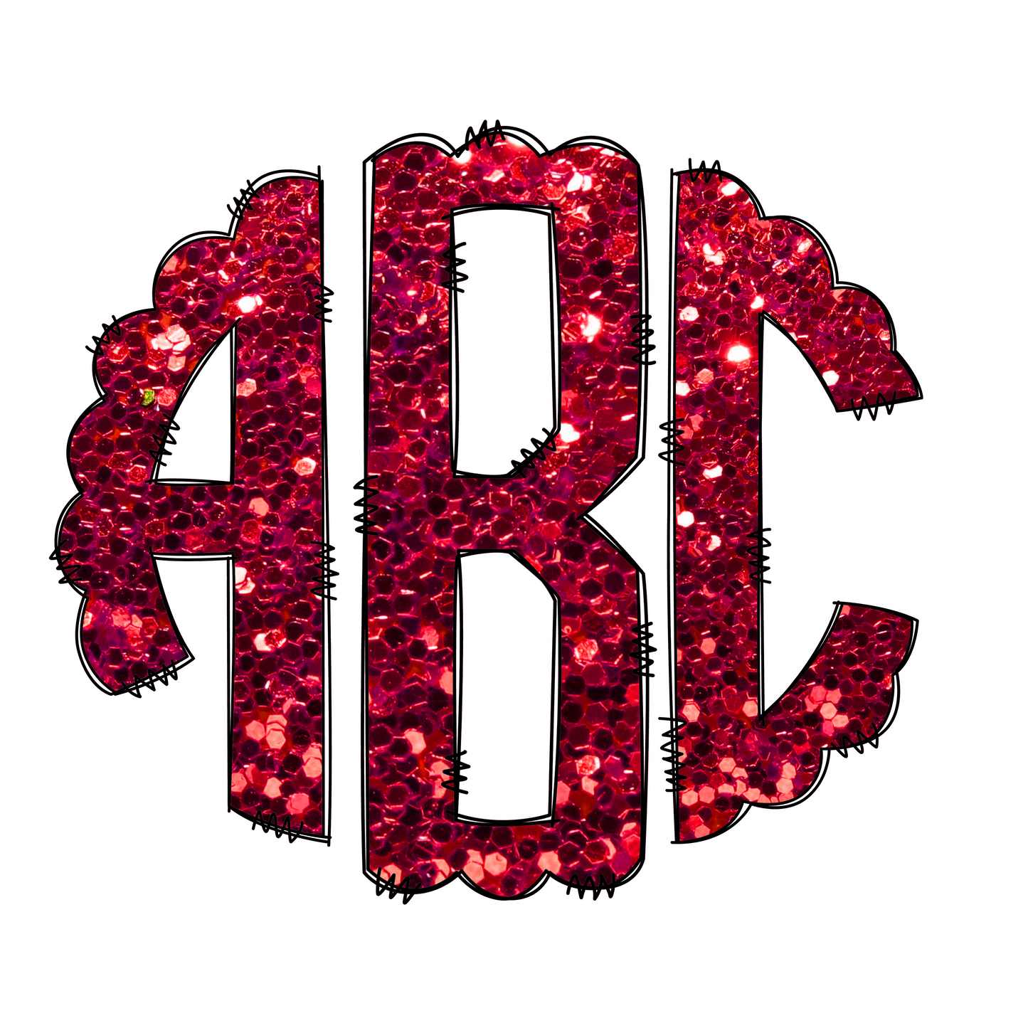 Red Faux Glitter Monograms