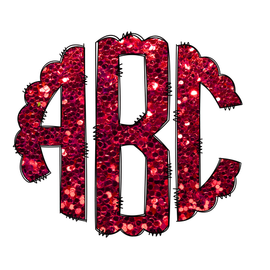 Red Faux Glitter Monograms