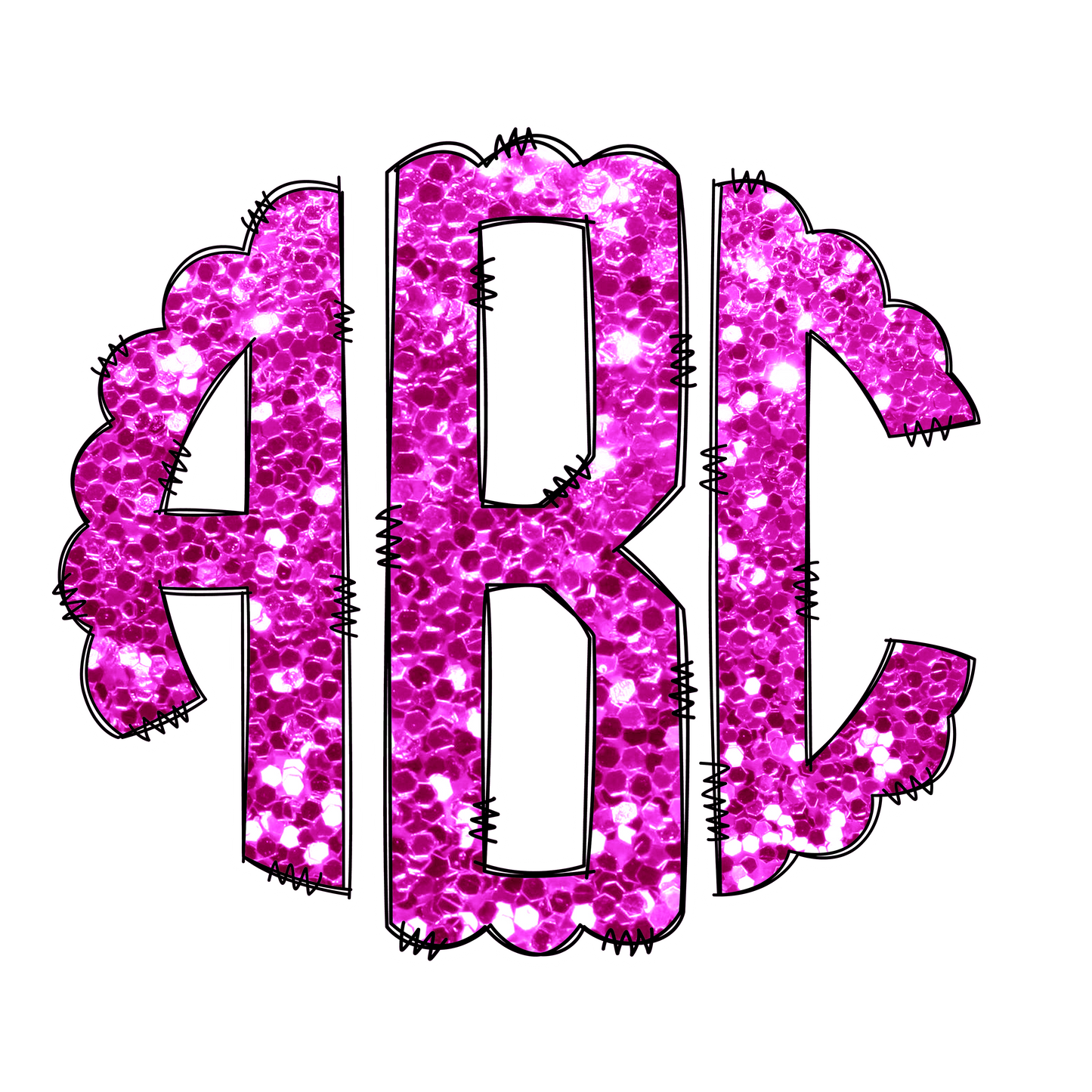 Pink Faux Glitter Monograms