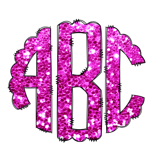 Pink Faux Glitter Monograms