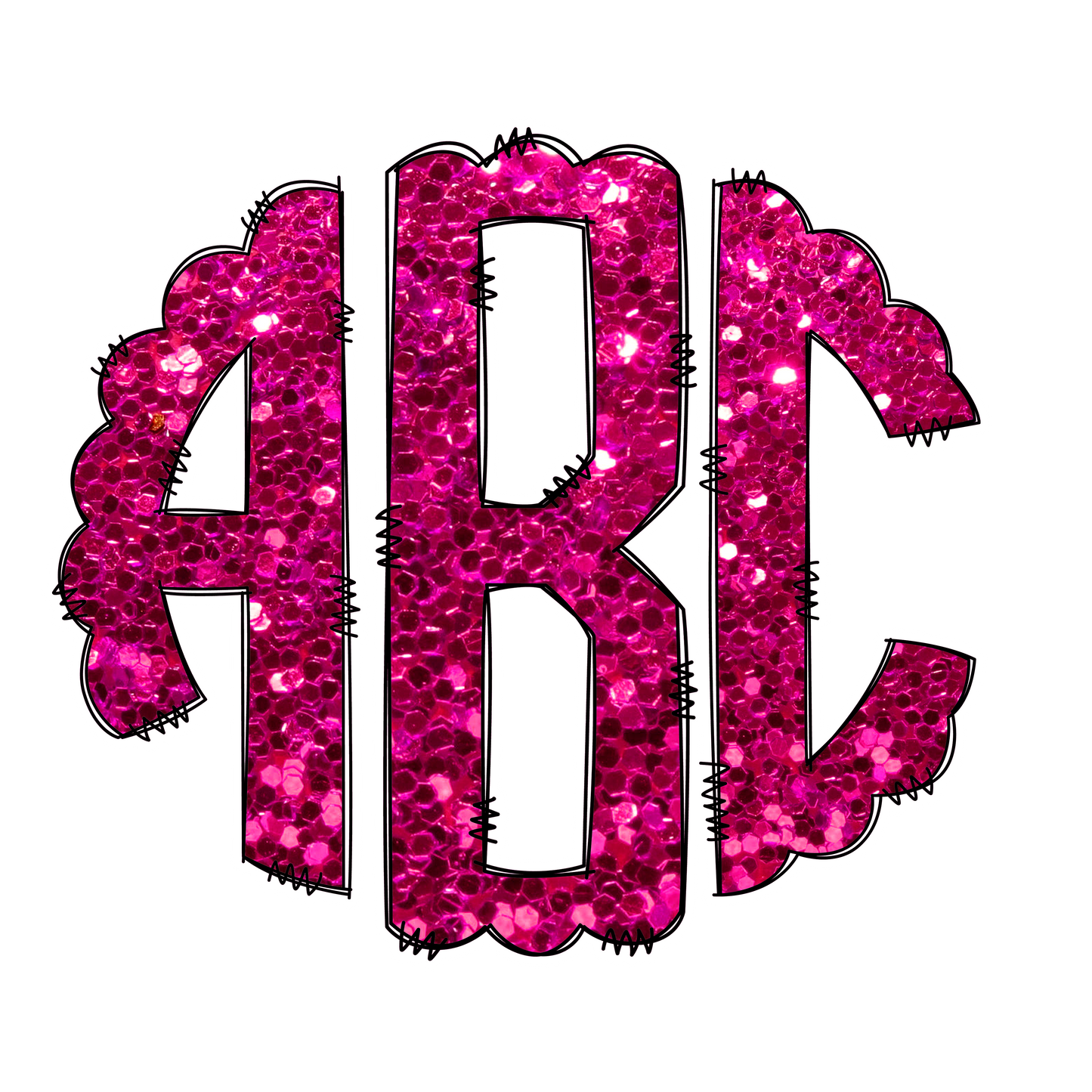 Hot Pink Faux Glitter Monograms