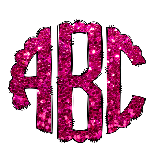 Hot Pink Faux Glitter Monograms