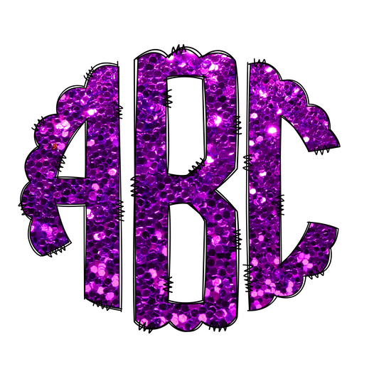 Bright Purple Faux Glitter Monograms