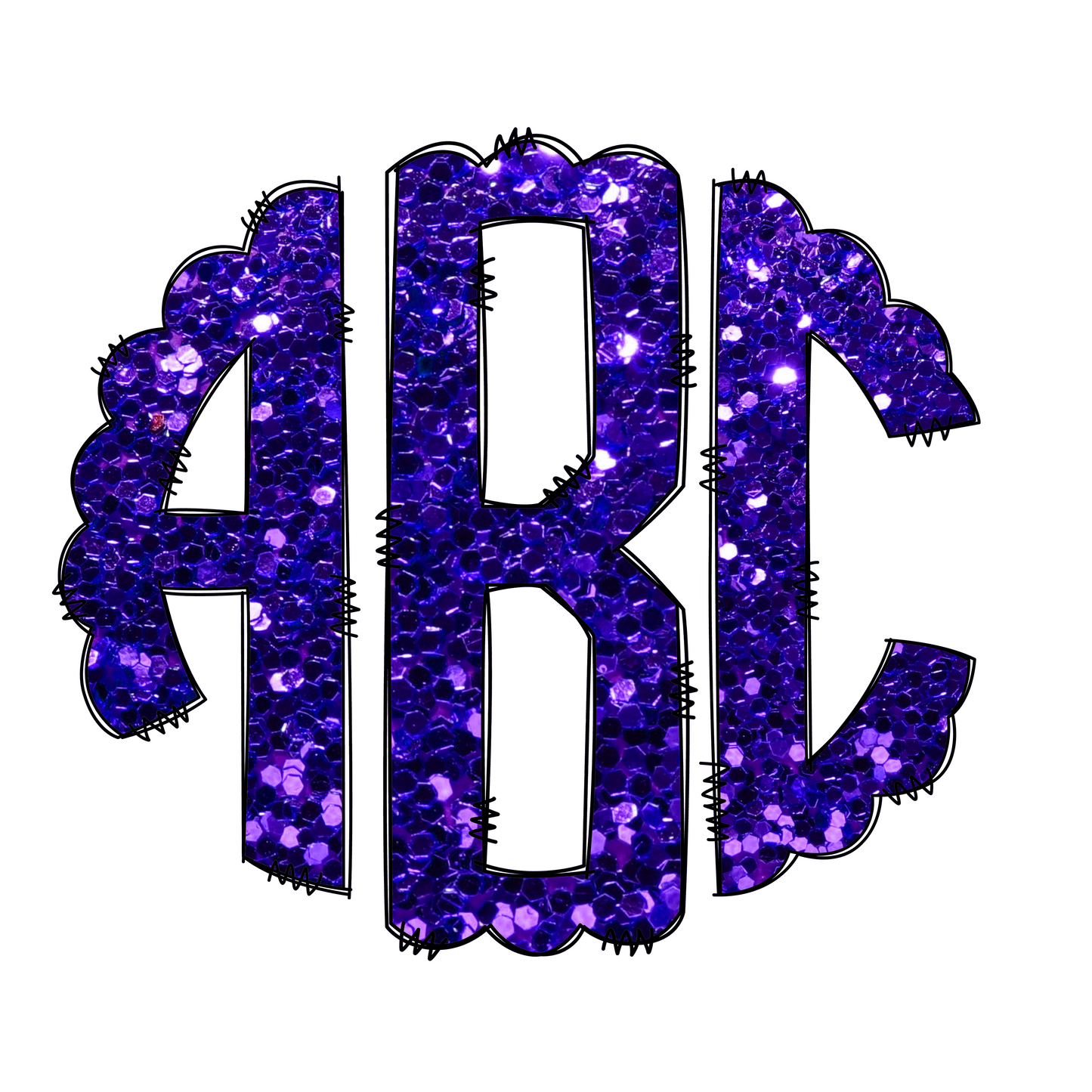 Dark Purple Faux Glitter Monograms