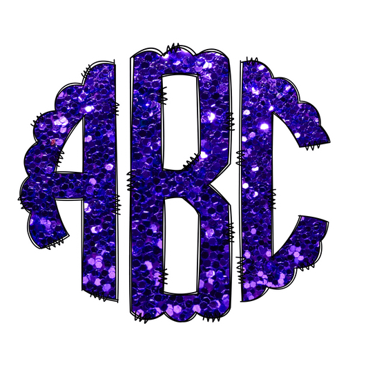 Dark Purple Faux Glitter Monograms