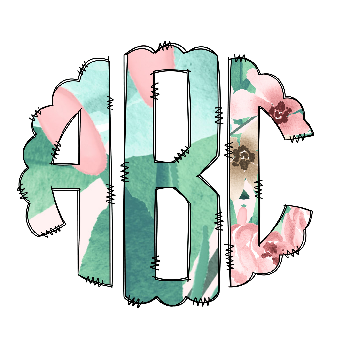 Pink Floral Monograms