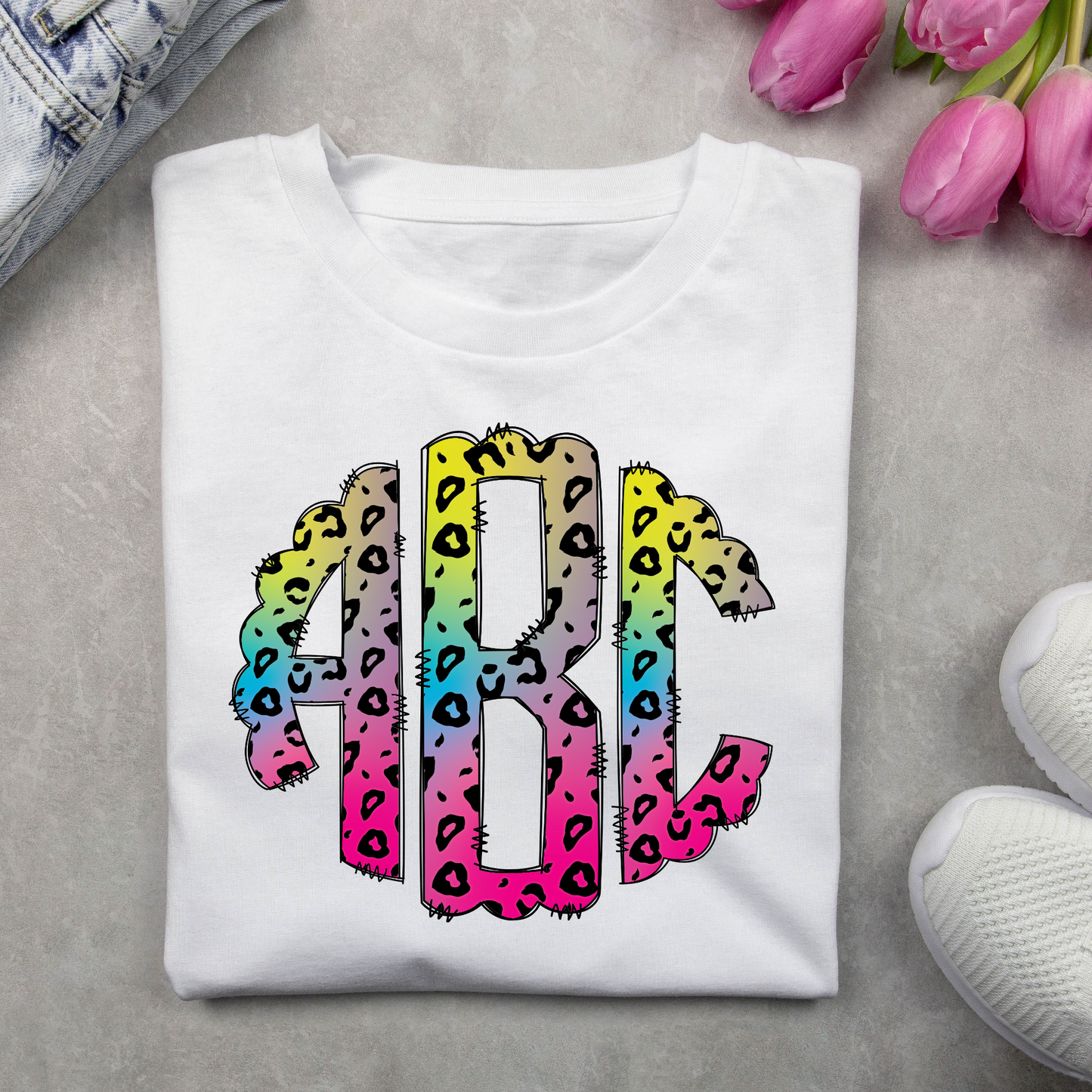 Neon Leopard Monograms