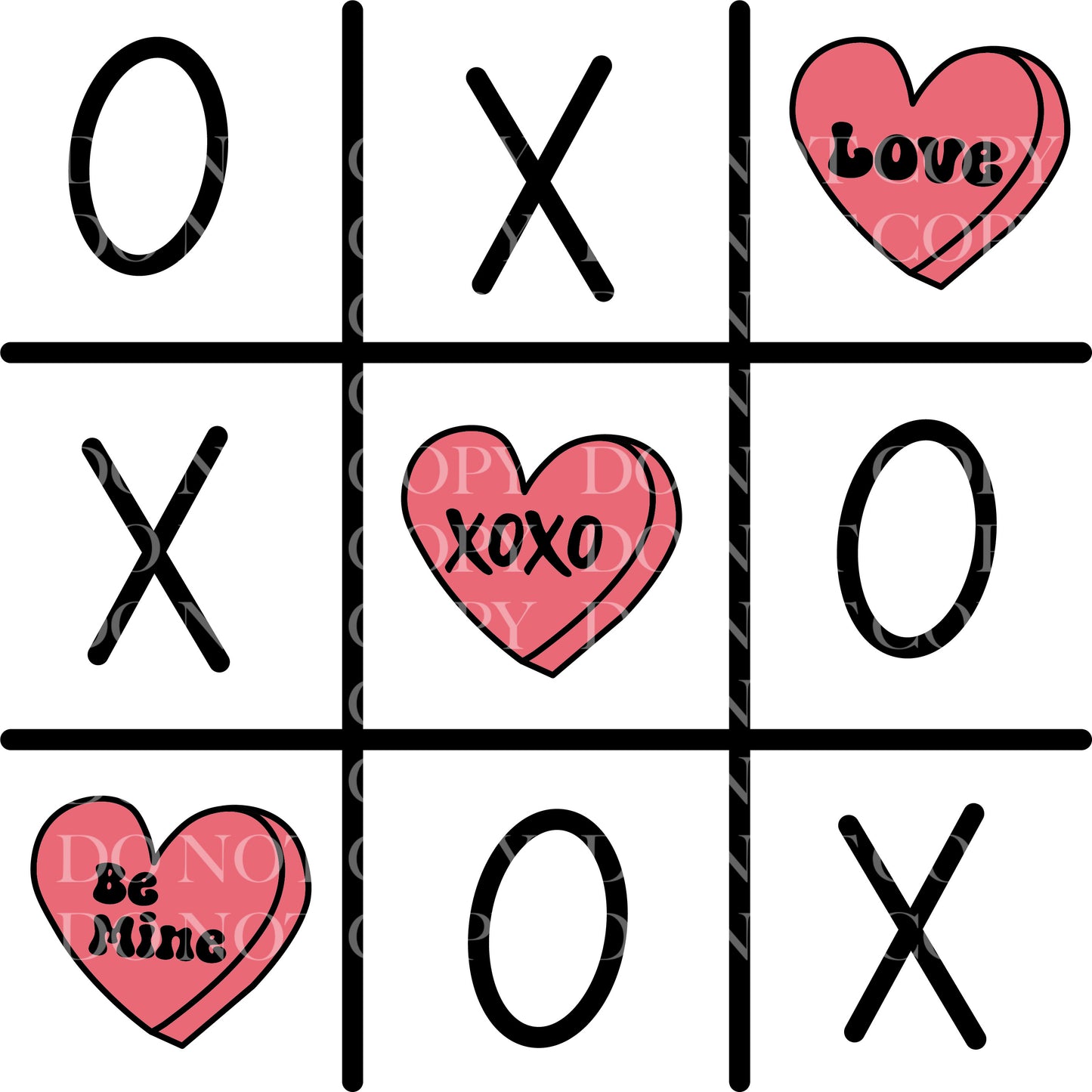 Valentine's Tic Tac Toe Valentines Day DTF Transfer