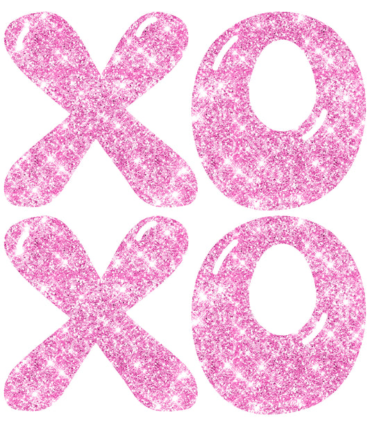 XOXO Pink Faux Glitter Valentines Day DTF Transfer