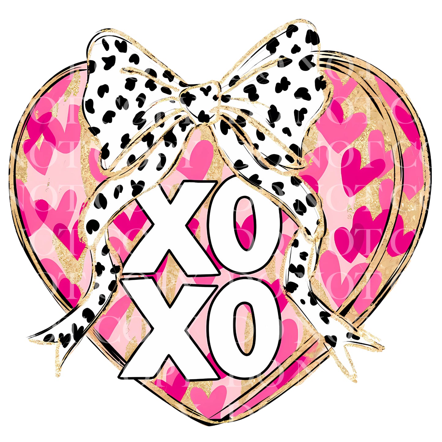 XOXO Valentines Day Heart Brushstroke Valentines Day DTF Transfer