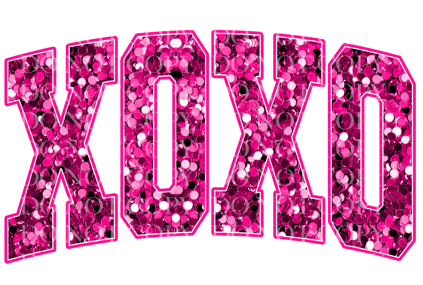 XOXO Valentine Pink Faux Sequin Valentines Day DTF Transfer