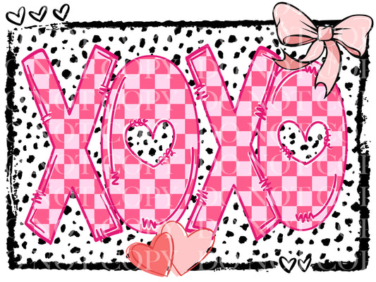 XOXO Pink Checkered Valentines Day DTF Transfer