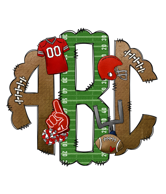 Red Jersey Football Monograms