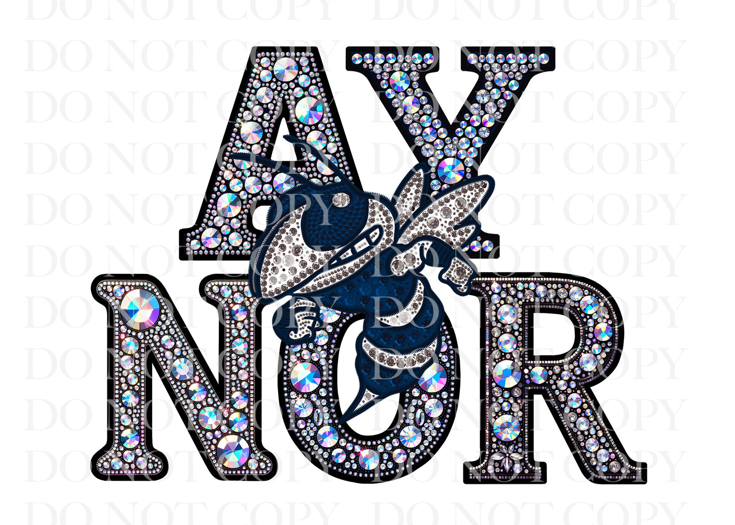 Aynor Blue Jackets Faux Rhinestones