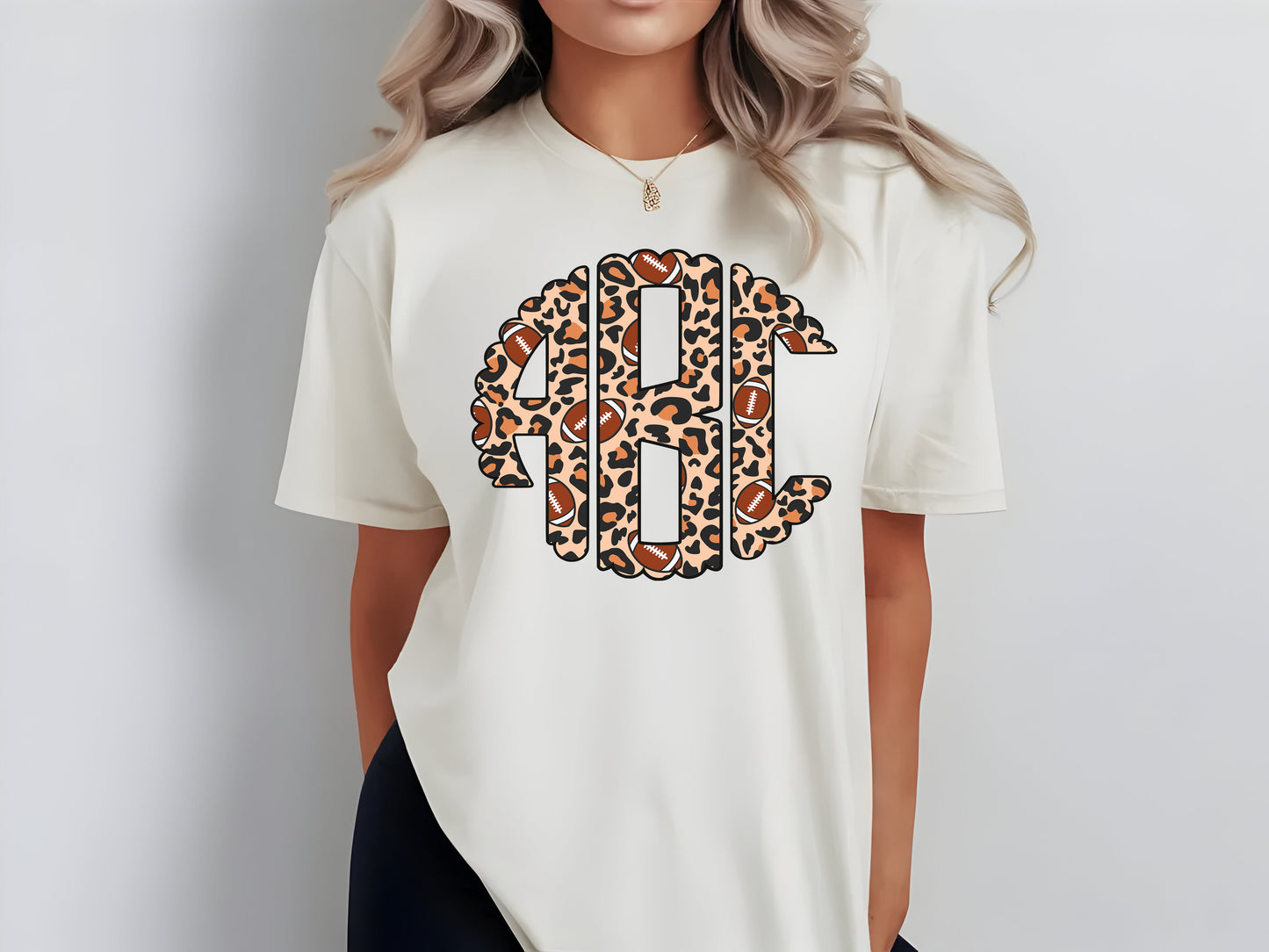 Leopard Print Football Monograms