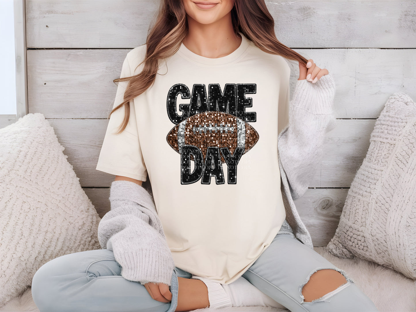 Game Day Faux Sequin Football