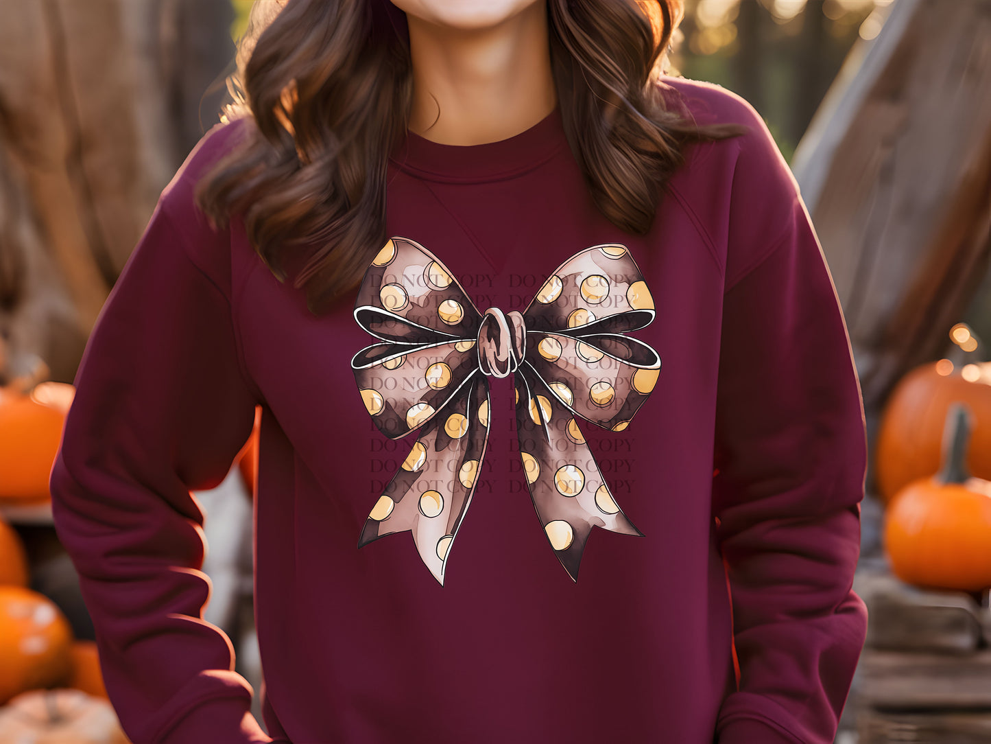 Fall Brown Polka Dot Coquette Bow