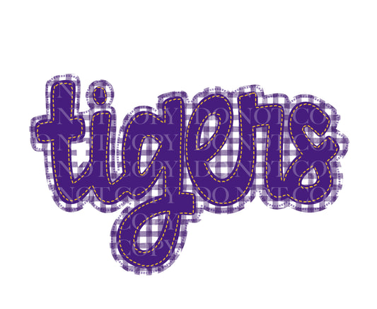 Tigers Purple Faux Stitching