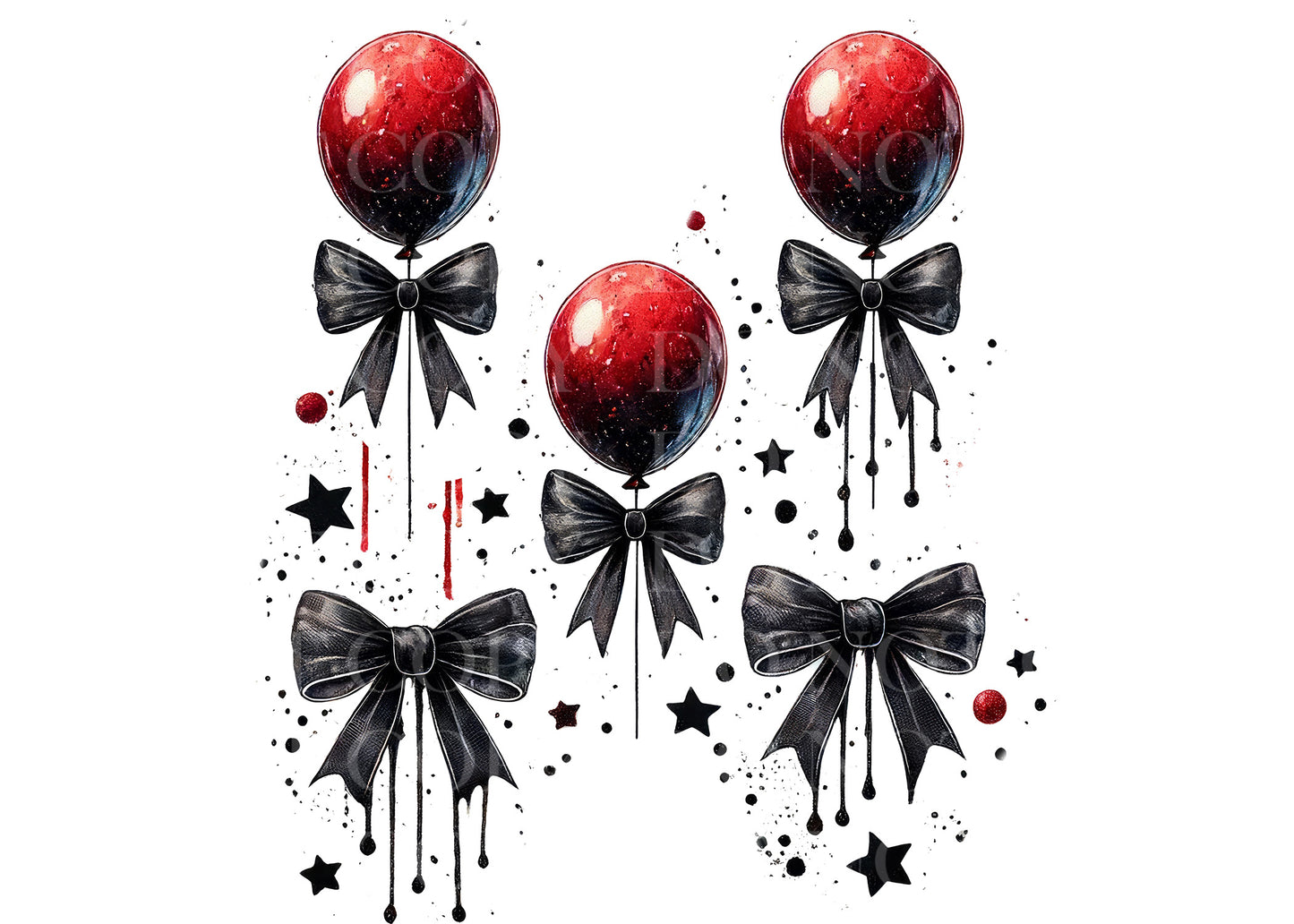 Spooky Red Balloons & Bows