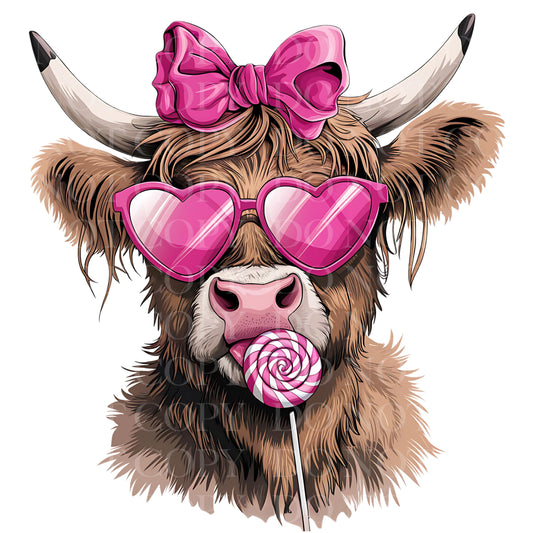 Valentine Highland Cow Valentines Day DTF Transfer