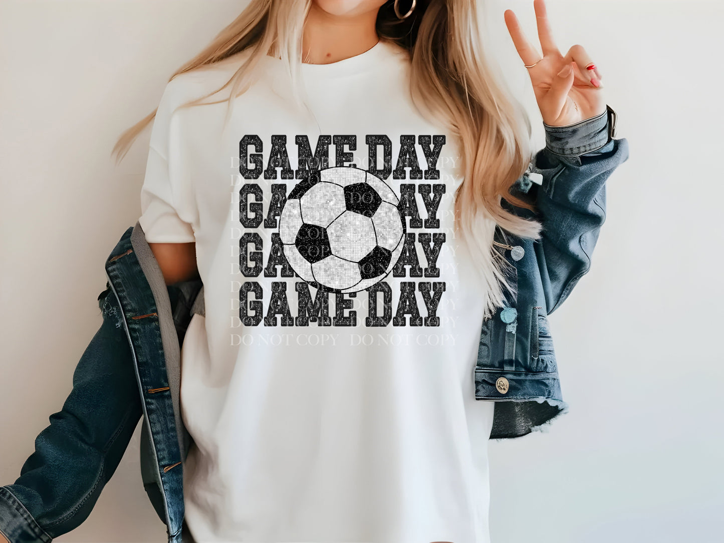 Soccer Game Day Faux Embroidered & Faux Sequin