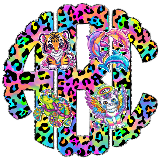 Neon 90's Nostalgia Leopard Print Monograms