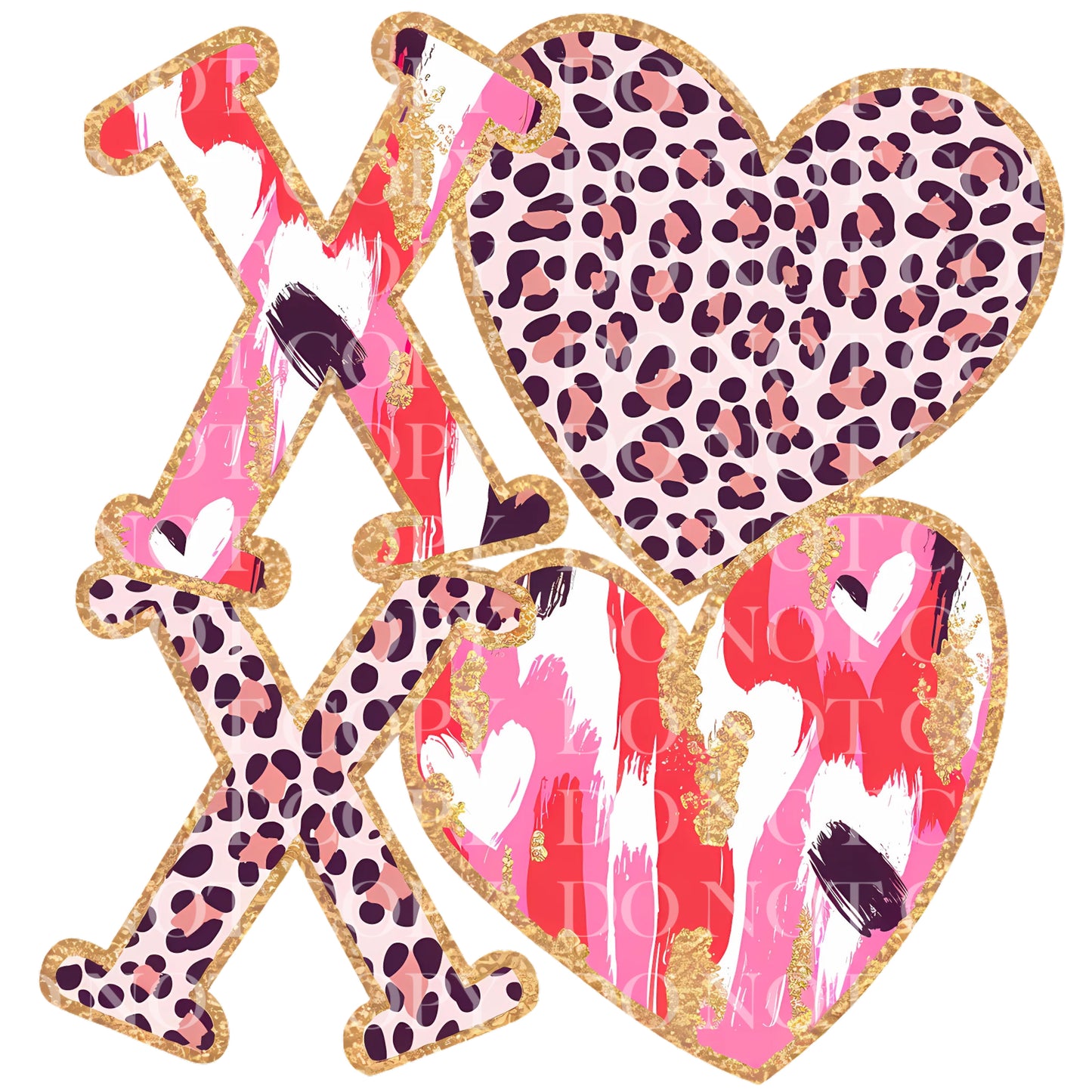 XOXO Cheetah Glitter Valentines Day DTF Transfer